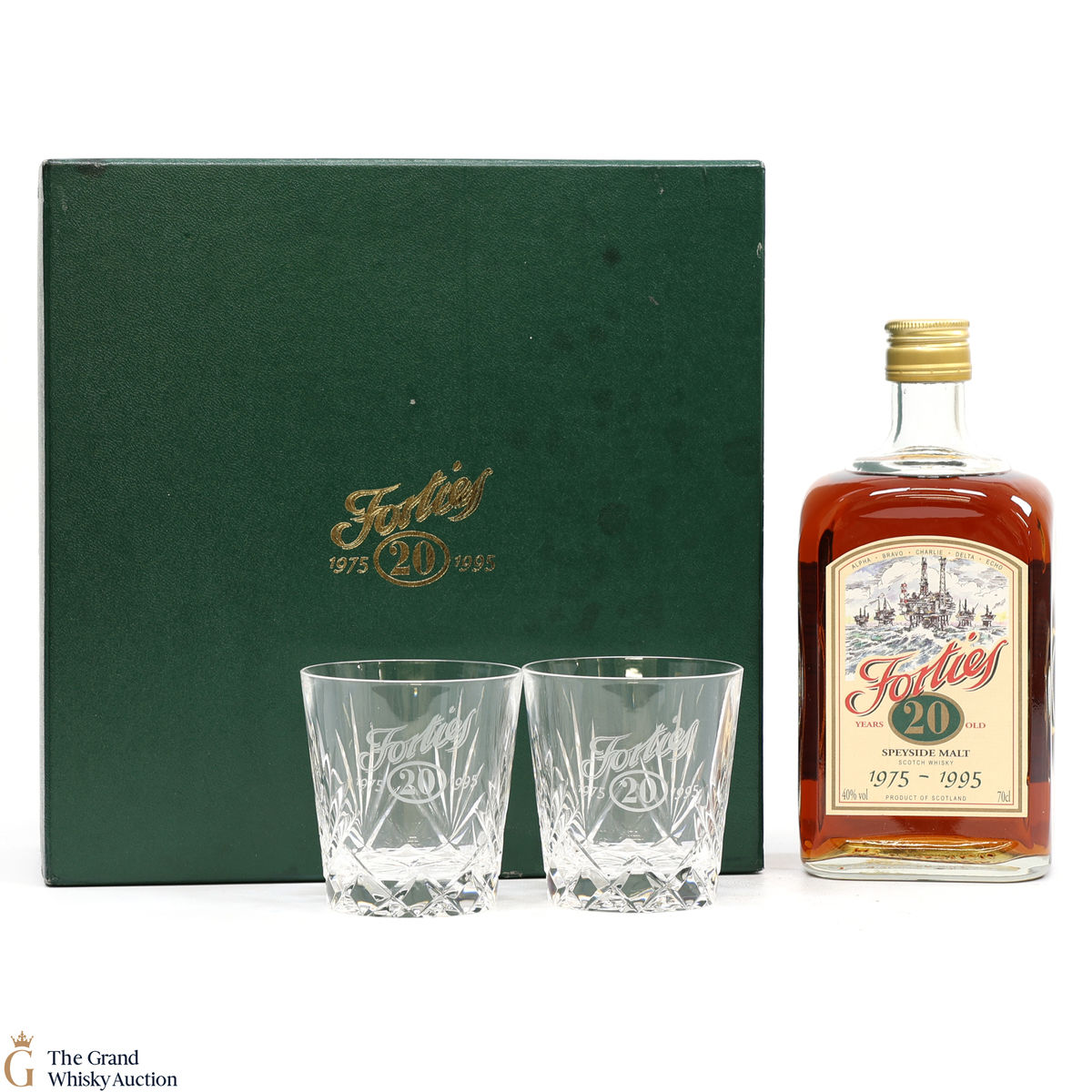 Glenfarclas - 20 Year Old - 20th Anniversary Forties Field Oil Production + 2 x Glasses