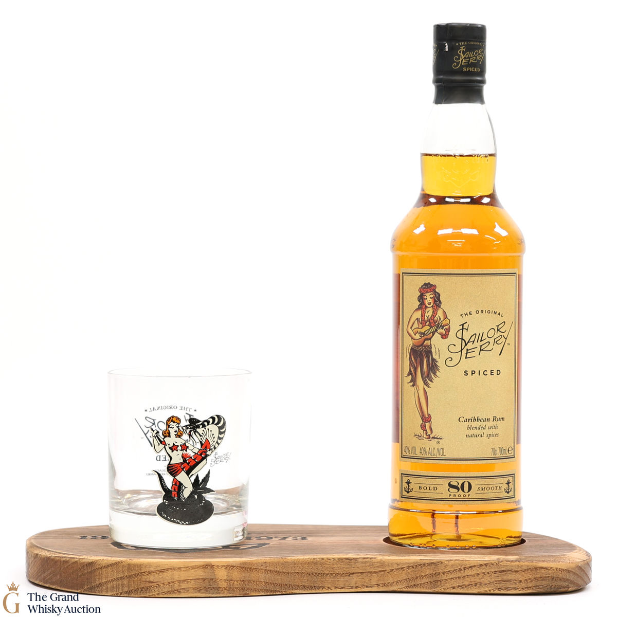 Sailor Jerry - Caribbean Rum 80 Proof - With Stand & Glass