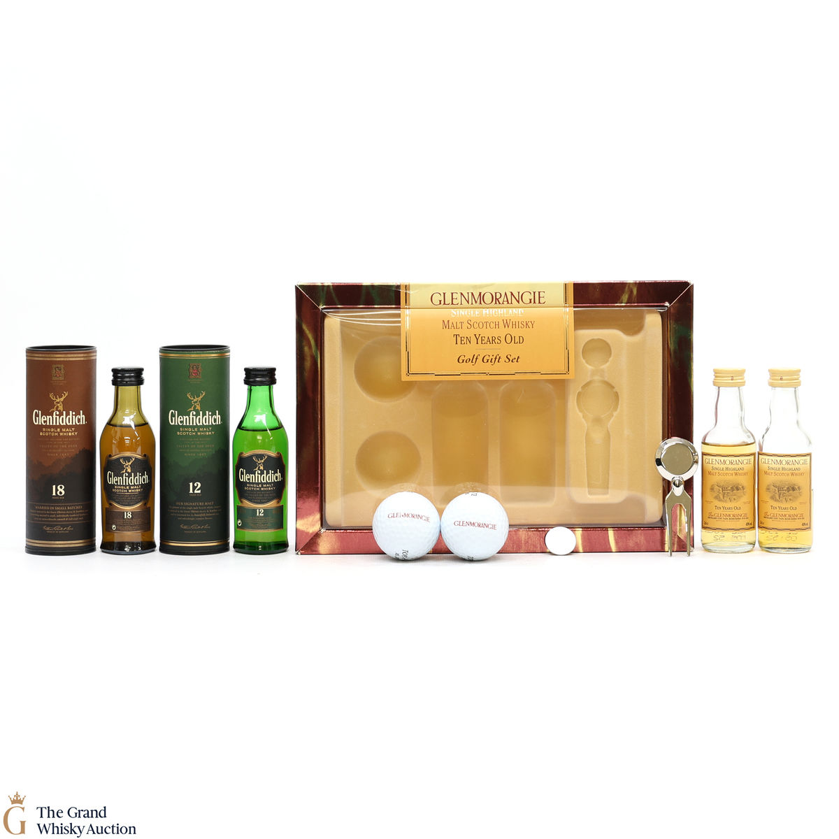Glenmorangie - 10 Year Old - Golf Gift Set & Glenfiddich - 18 & 12 Year Old (4x5cl)