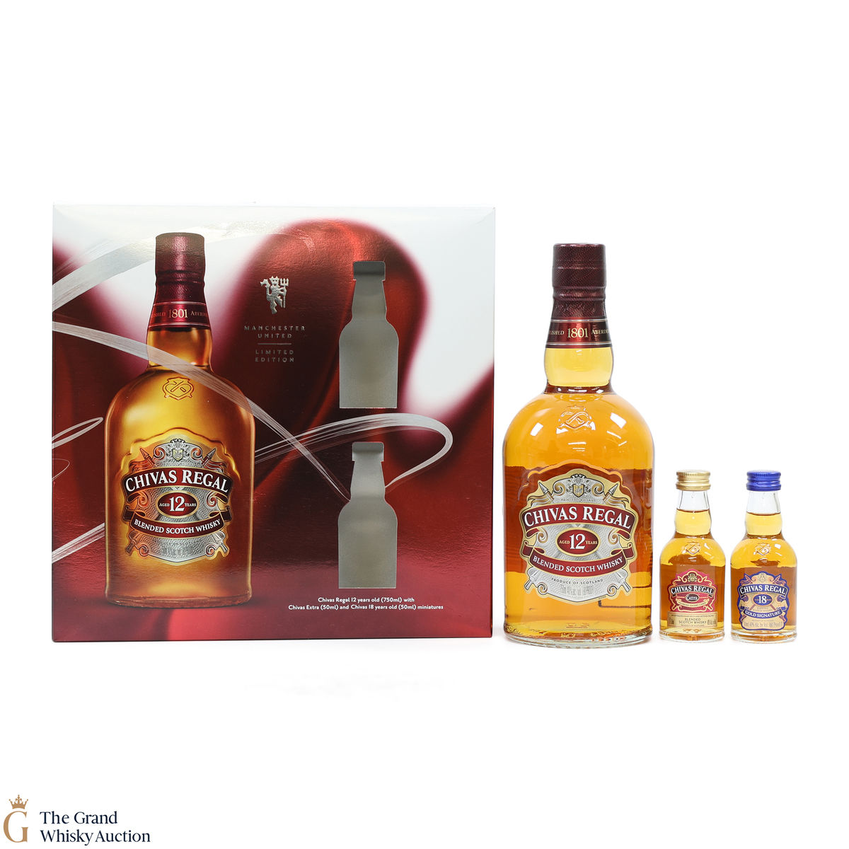 Chivas Regal - 12 Year Old - Manchester United Limited Edition (1 x 75cl & 2 x 5cl)