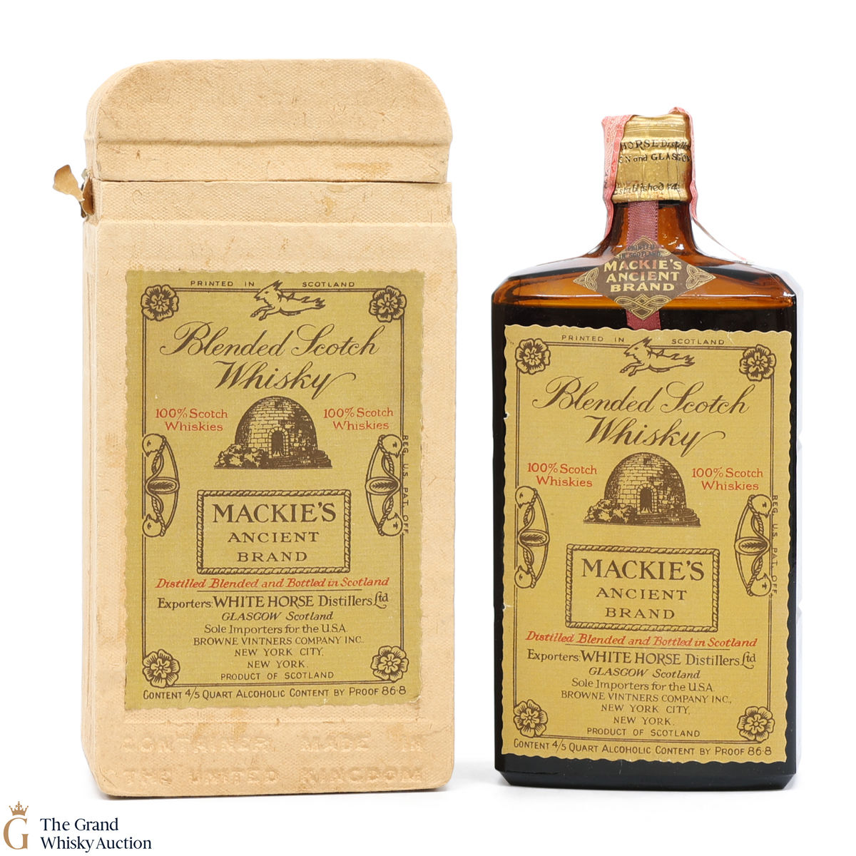 Mackie's Ancient Brand - 12 Year Old 1940s - US White Horse Import (4/5 Quart)