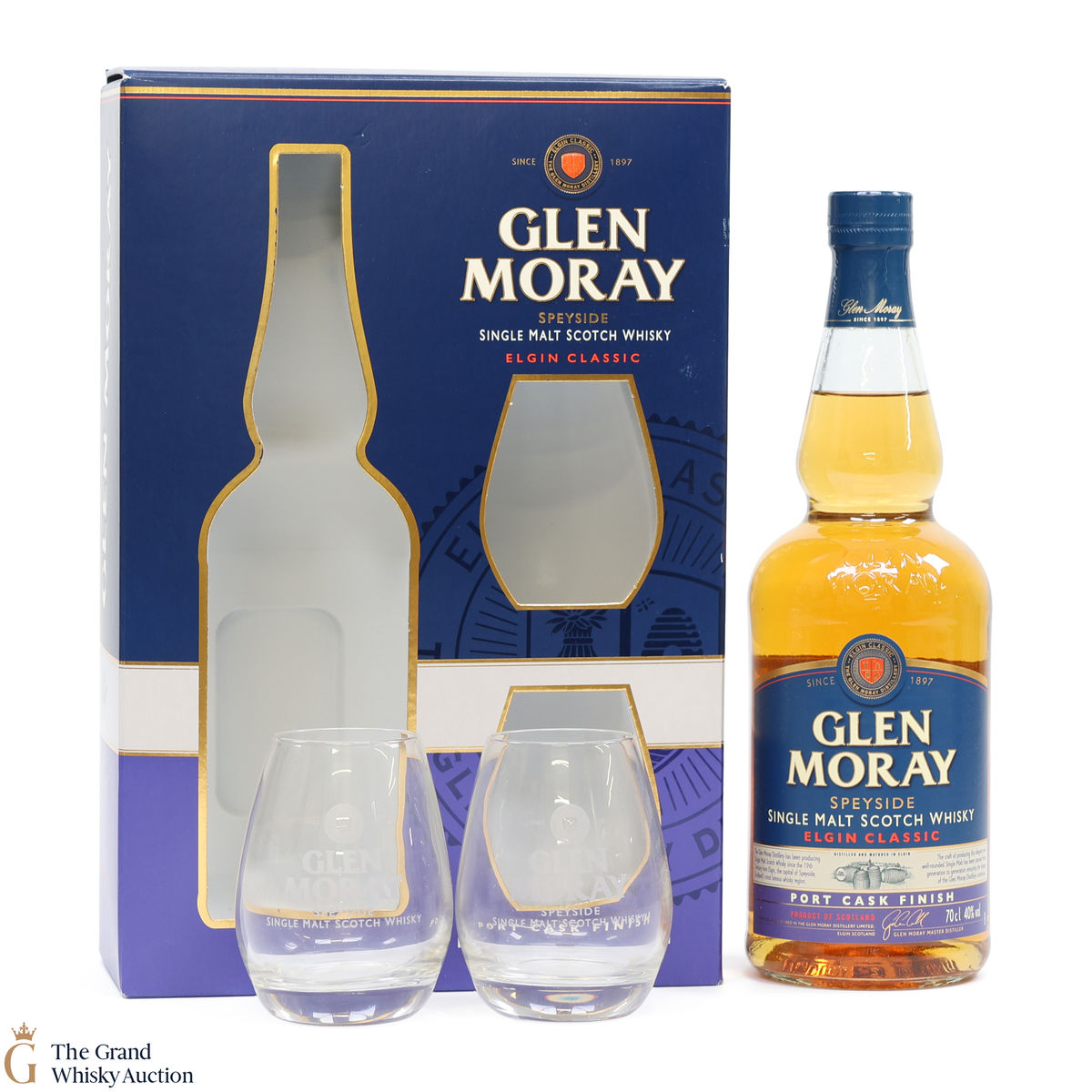 Glen Moray - Elgin Classic - Port Cask Finish (With Glasses)