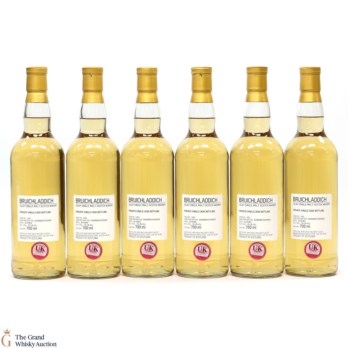 Bruichladdich - 19 Year Old - 1st Fill Bourbon Hogshead #1401 - Private Cask (6 x 70cl)