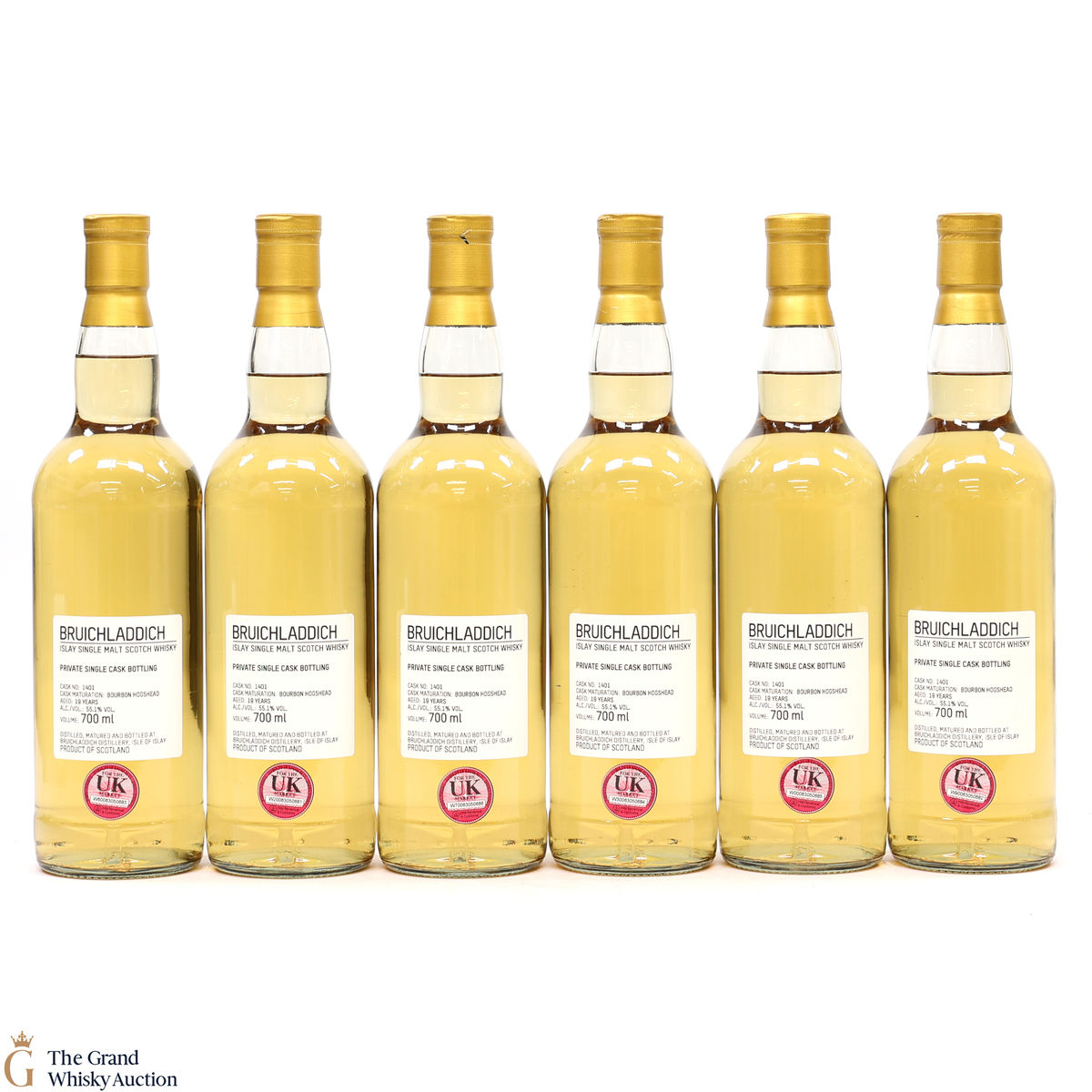Bruichladdich - 19 Year Old - 1st Fill Bourbon Hogshead #1401 - Private Cask (6 x 70cl)