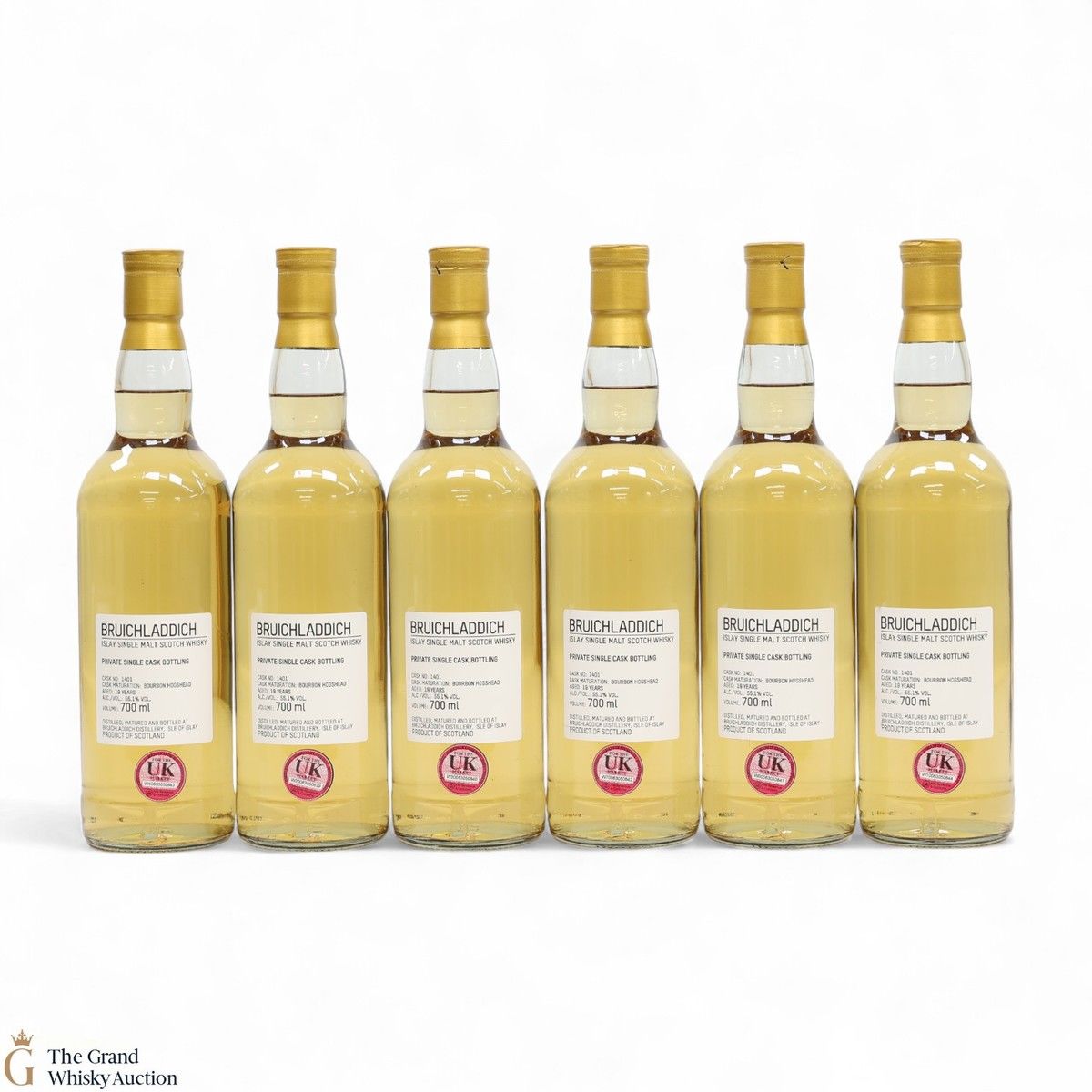Bruichladdich - 19 Year Old - 1st Fill Bourbon Hogshead #1401 - Private Cask (6 x 70cl)