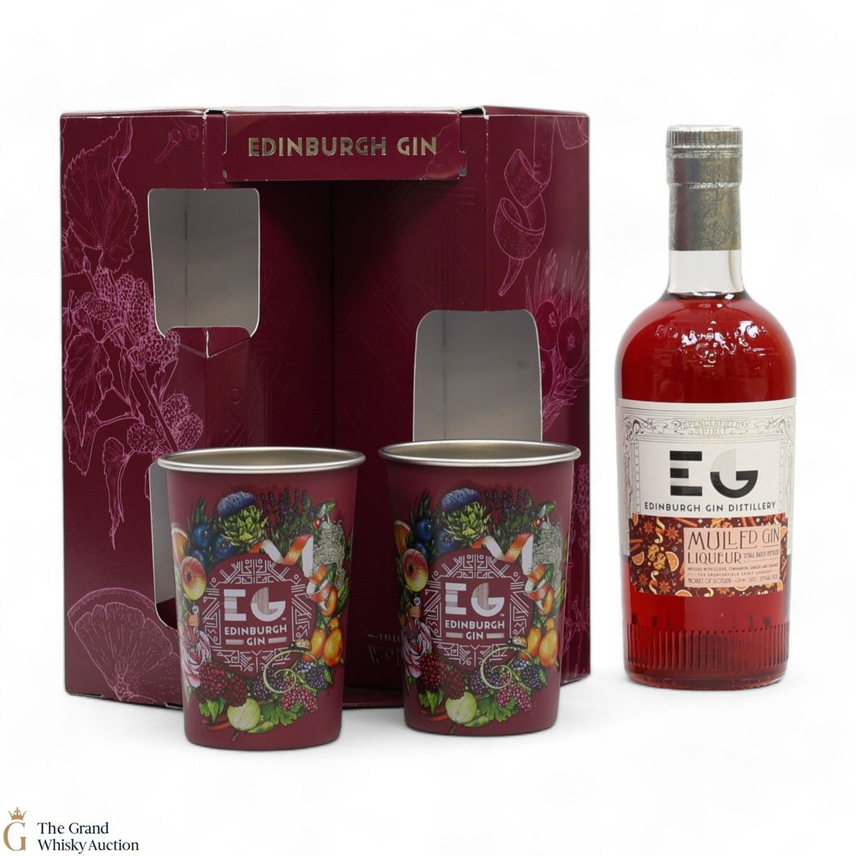 Edinburgh Gin - Mulled Gin Liqueur (50cl) & Stainless Steel Cups (x2)
