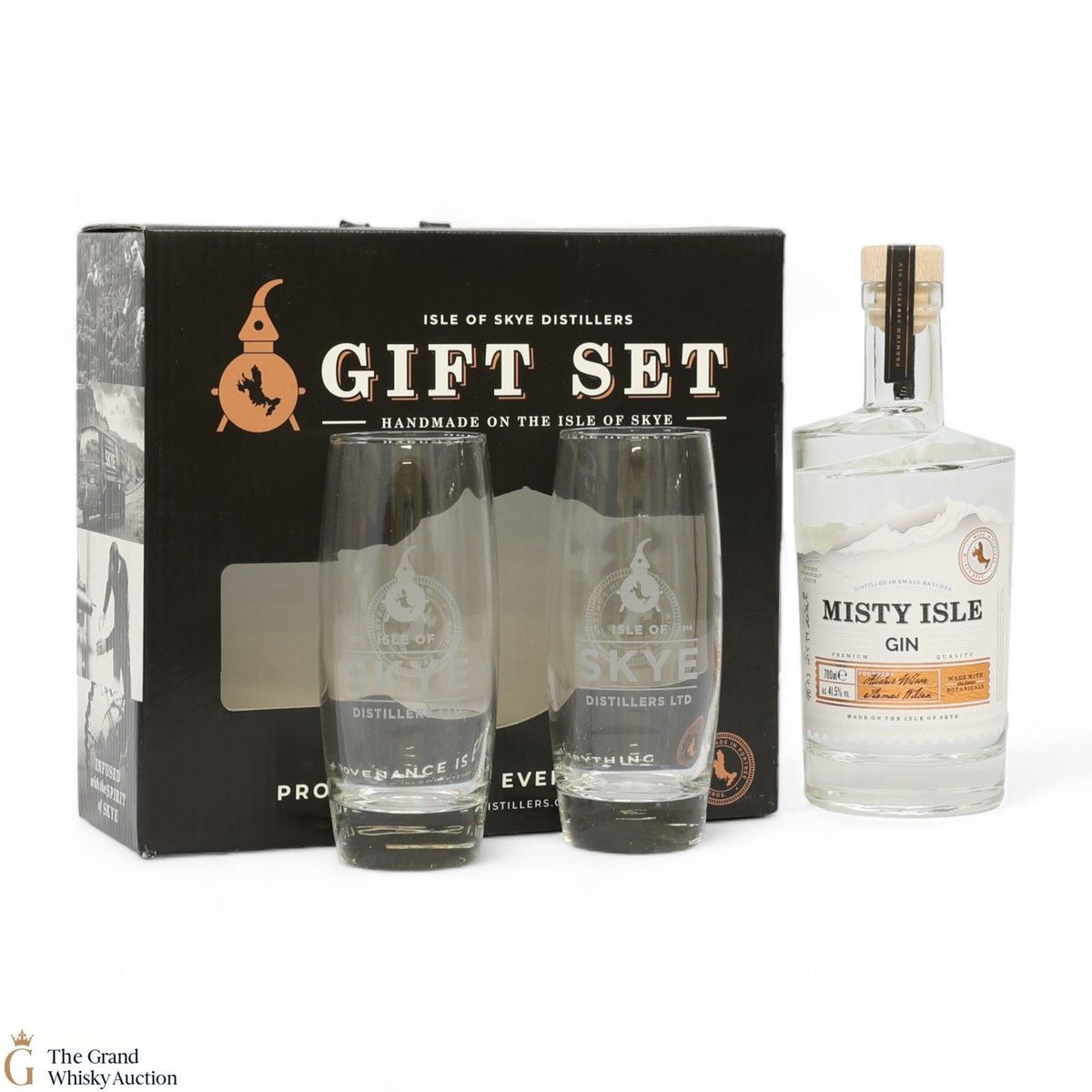 Misty Isle - Premium Gin Gift Set (x1 Bottle & 2x High Ball Glasses)