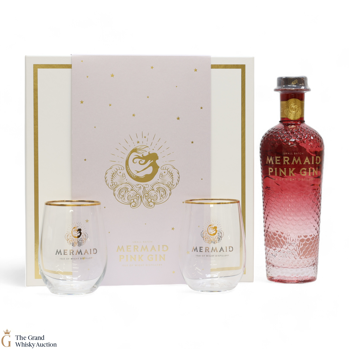 Mermaid - Pink Gin - Collection Gift Set (1 x 70cl) & (x2 Branded Glasses)