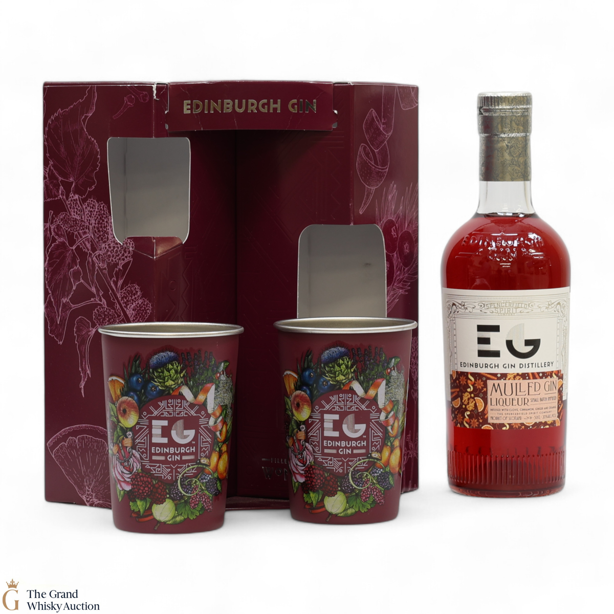 Edinburgh Gin - Mulled Gin Liqueur (50cl) & Stainless Steel Cups (x2)