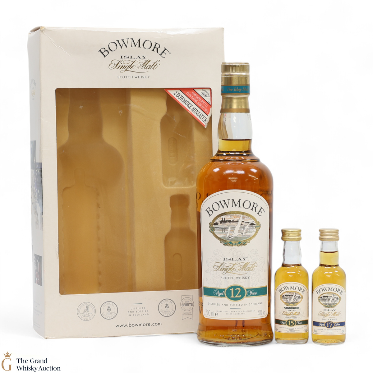 Bowmore - 12 Year Old - Screen Print 1990s & 2 x 5cl Minis