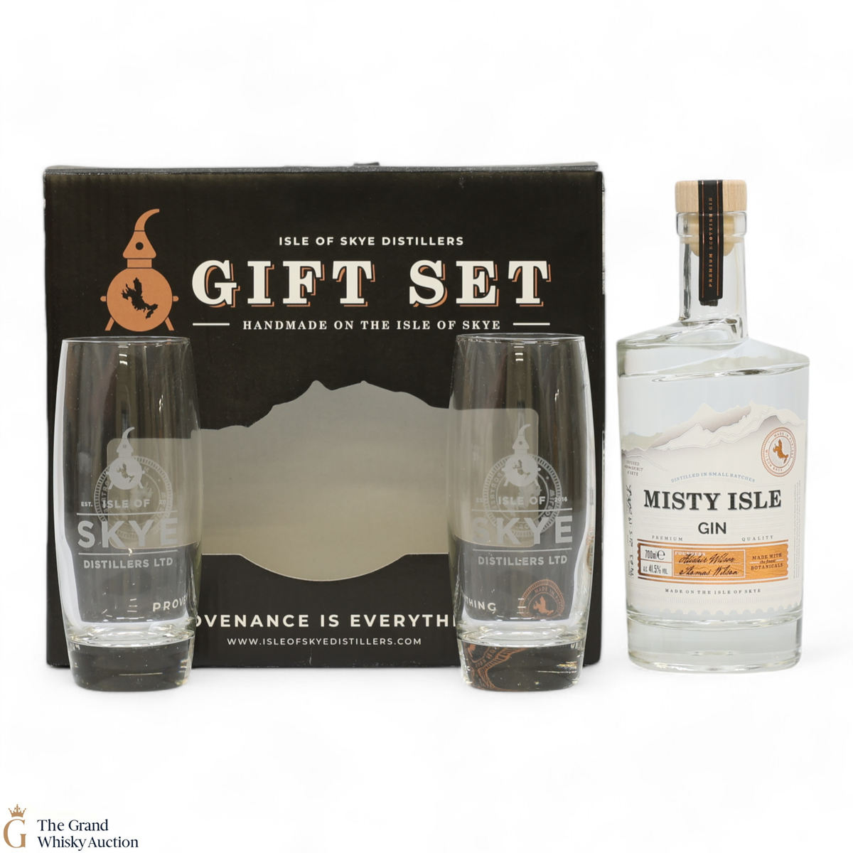 Misty Isle - Premium Gin Gift Set (x1 Bottle & 2x High Ball Glasses)