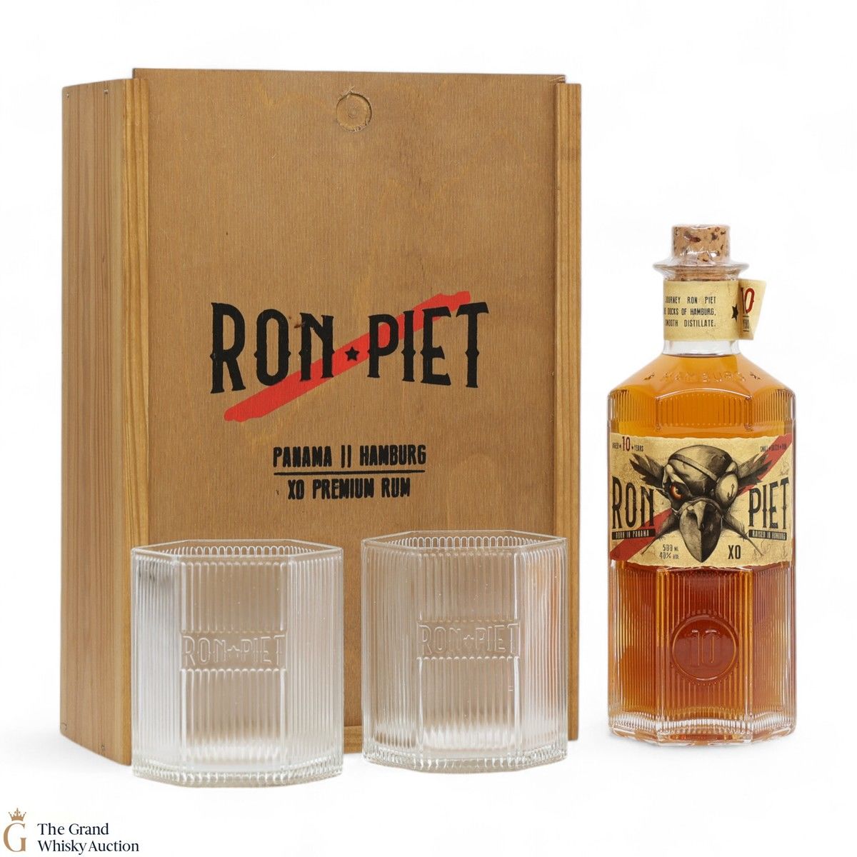 Ron Piet - 10 Year Old - XO Premium Rum Gift Set (1 x 50cl) & (2x Branded Glass)