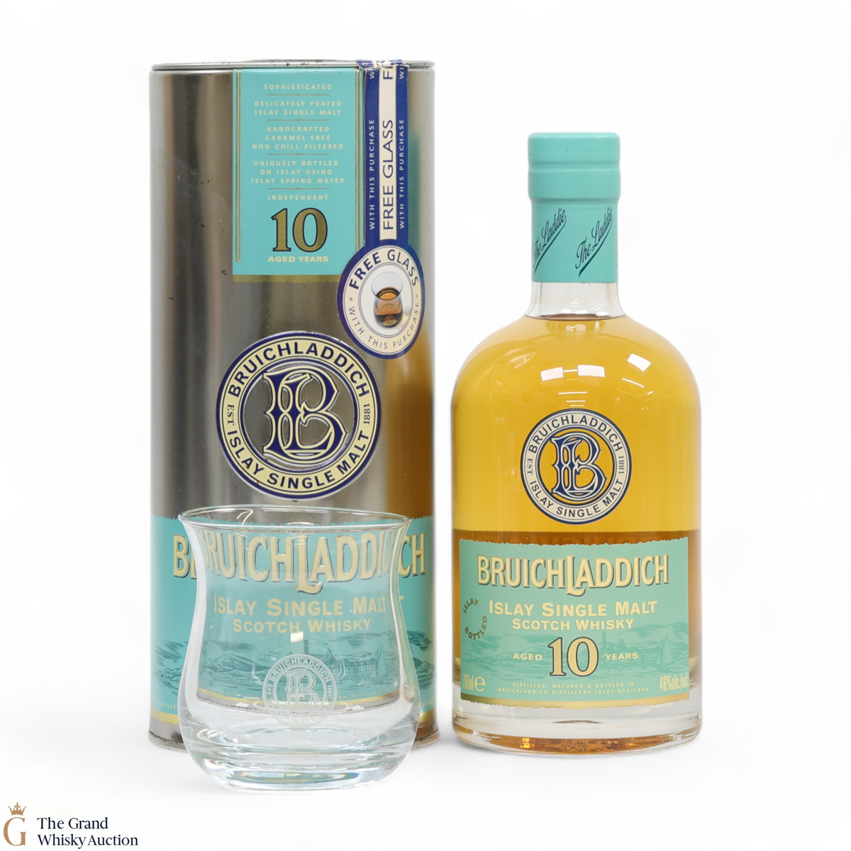 Bruichladdich - 10 Year Old (Old Style) & Glass 