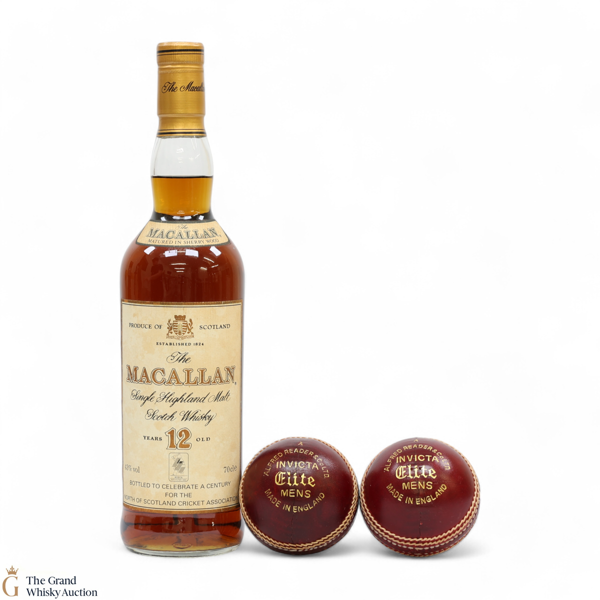 Macallan - 12 Year Old 1993 - A Centtury For The North Of Scotland Cricket Association & 2 x Cricket Balls