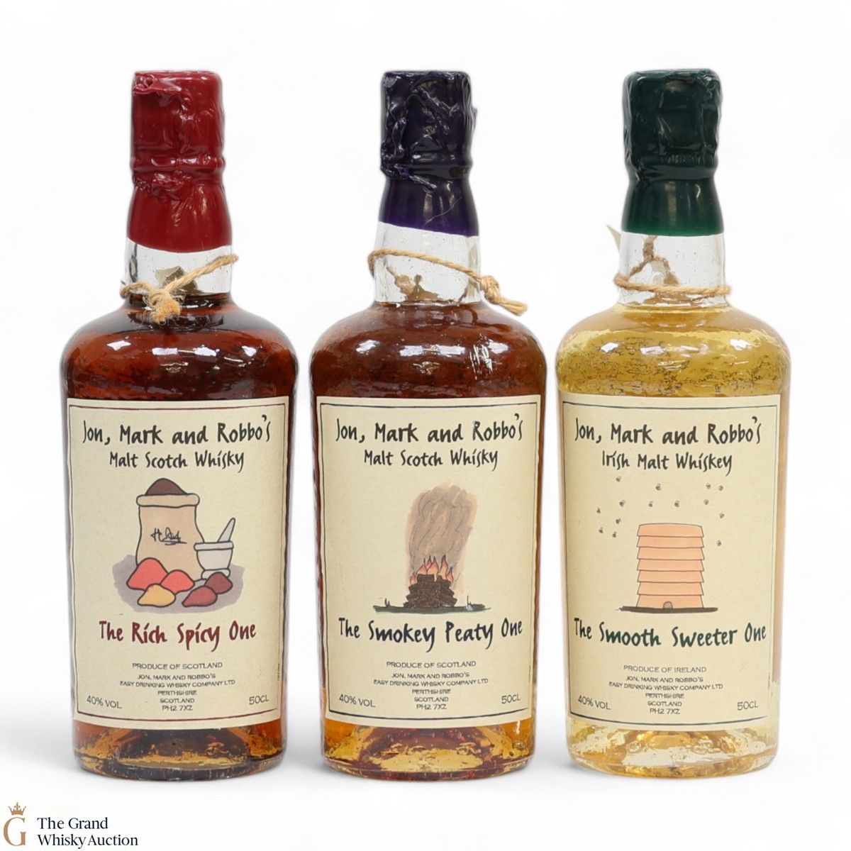 Jon, Mark & Robbo's - The Smokey Peaty One, The Rich Spicy One & The Smooth Sweeter One - Easy Drinking Whisky Company (3x50cl)
