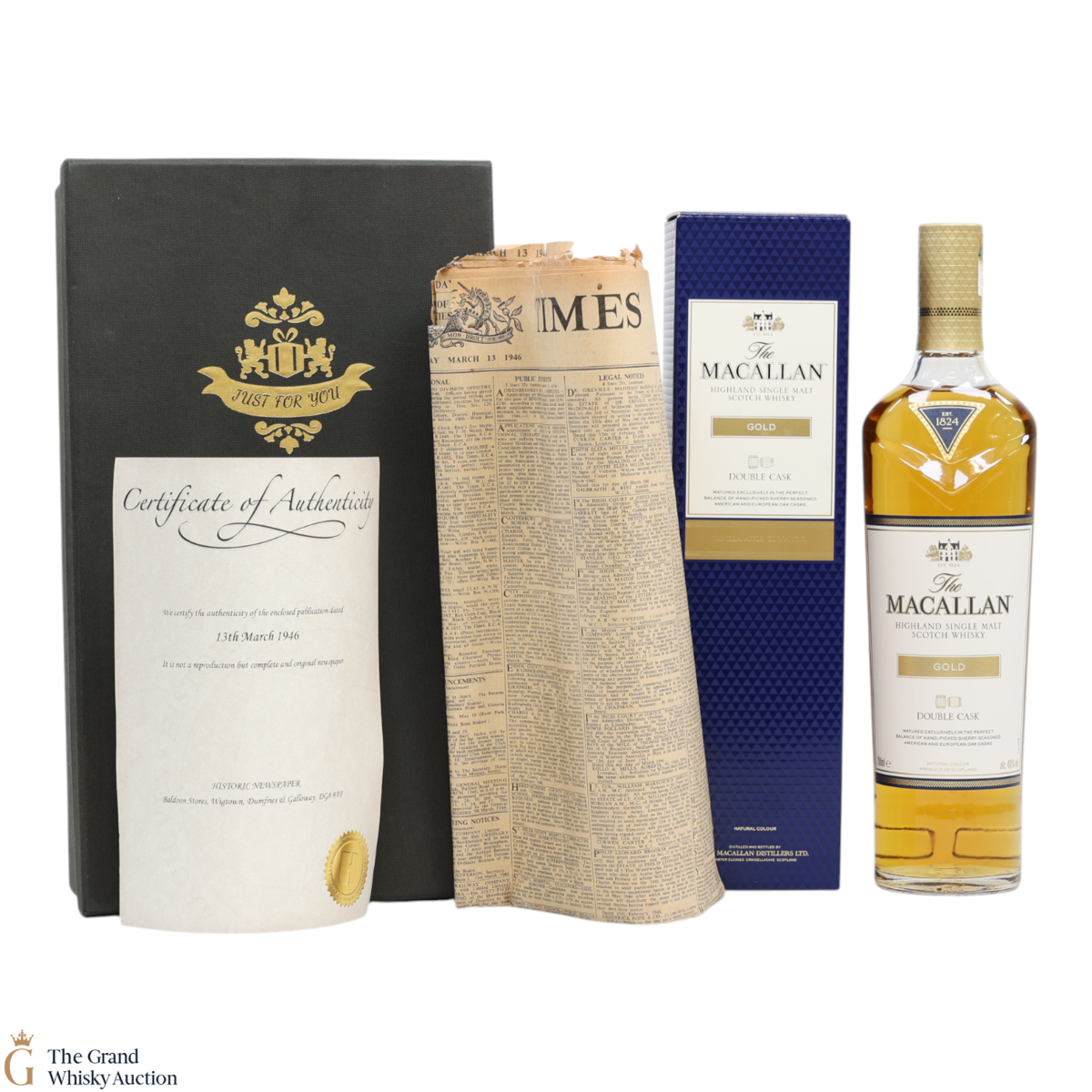 Macallan - Gold Double Cask & Historic Newspaper