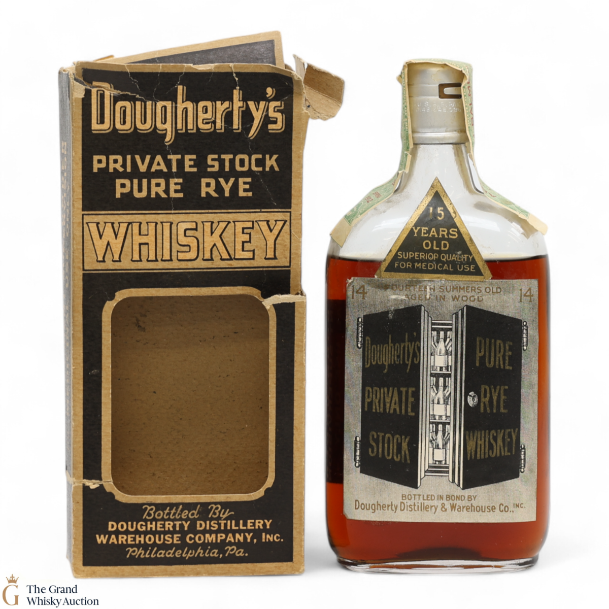 J.A. Dougherty's  - 15 Year Old Private Stock - Pure Rye Whiskey - Prohibition Era Bottling (1 Pint)