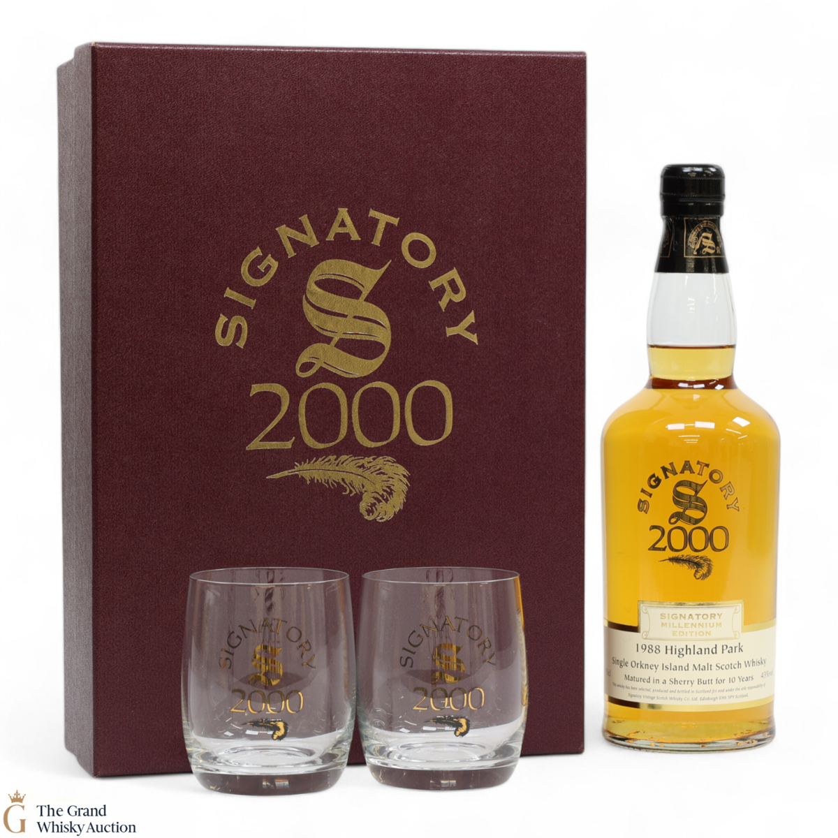 Highland Park - 10 Year Old 1988 - Signatory 2000 Millennium Edition & 2 Glasses