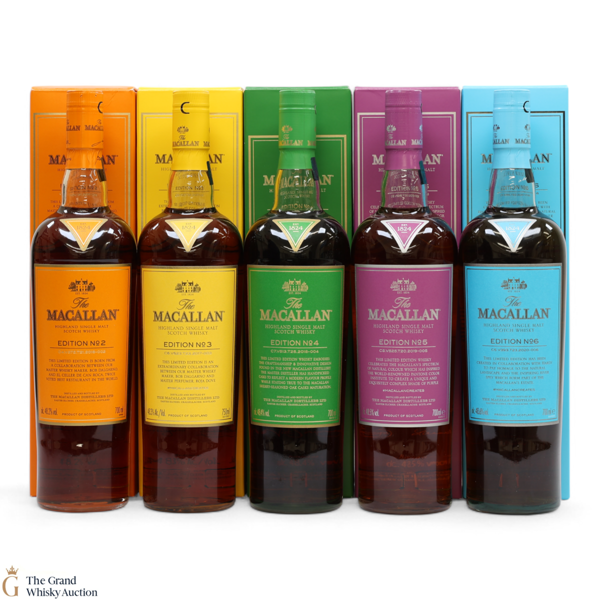 Macallan - Edition No.2,3,4,5 & 6 (1x75cl & 4x70cl)