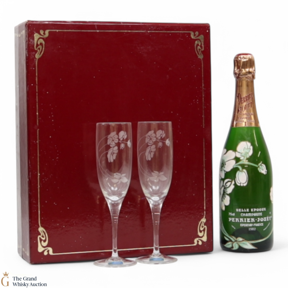Perrier-Jouet Belle Epoque - 1982 Vintage Champagne & 2 Champagne Flutes (75cl)