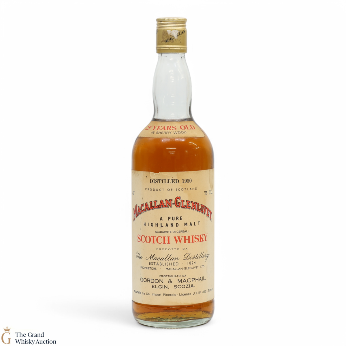 Macallan-Glenlivet - 25 Year Old 1950 - Gordon & MacPhail 1970's Pinerolo Import (75cl)