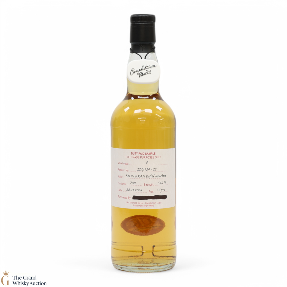 Kilkerran - 16 Year Old 2008 - Refill Bourbon - Duty Paid Sample 54.2%