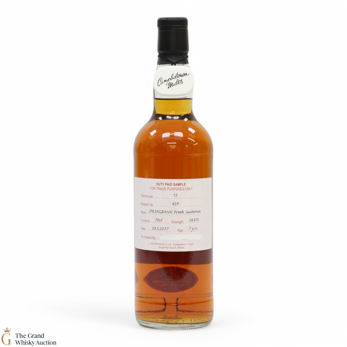 Springbank - 7 Year Old 2017 - Fresh Sauternes - Duty Paid Sample 58.6%