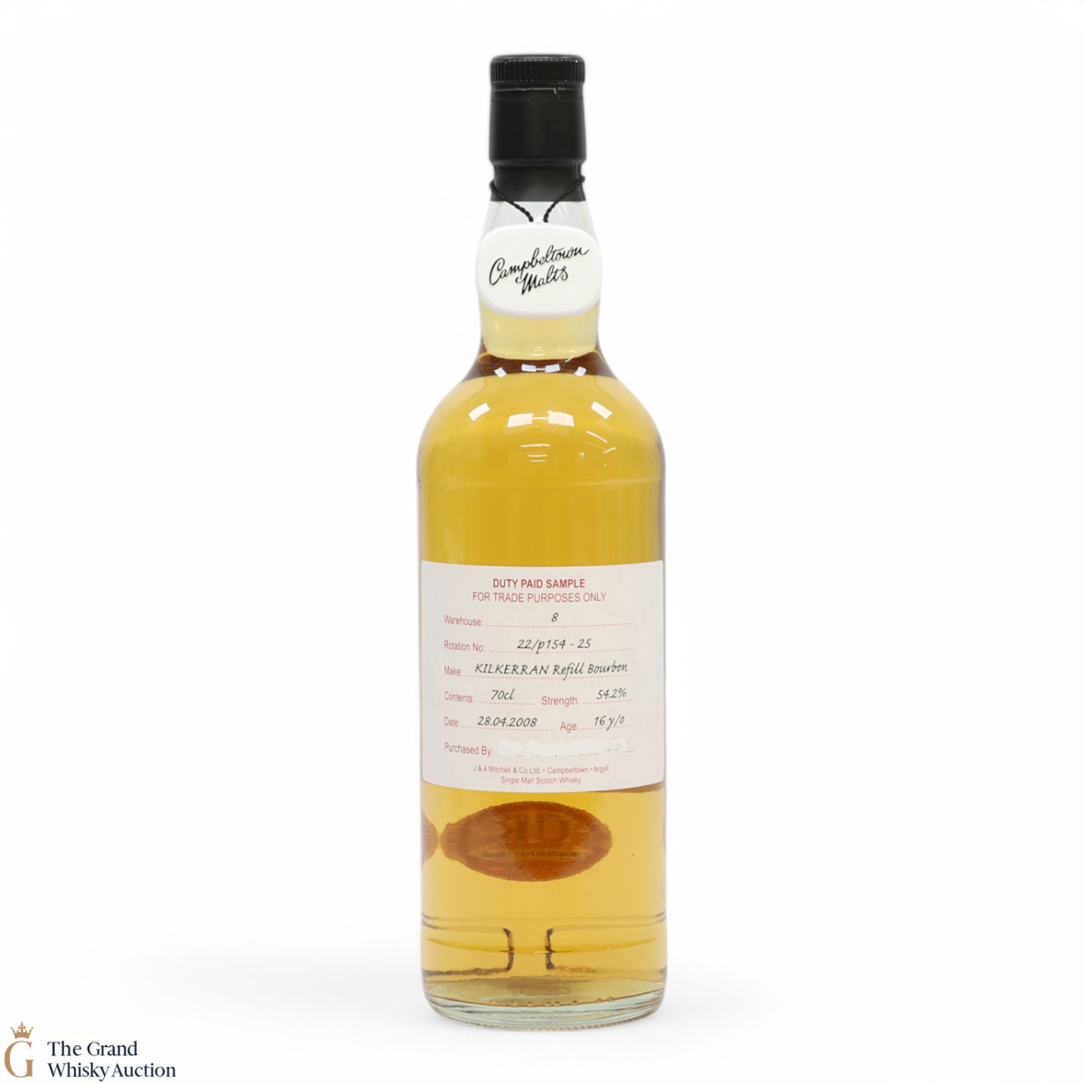 Kilkerran - 16 Year Old 2008 - Refill Bourbon - Duty Paid Sample 54.2%