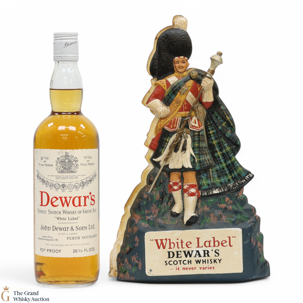 Dewar's - White Label (1970s) 26 2/3 FL. OZS. & Sign