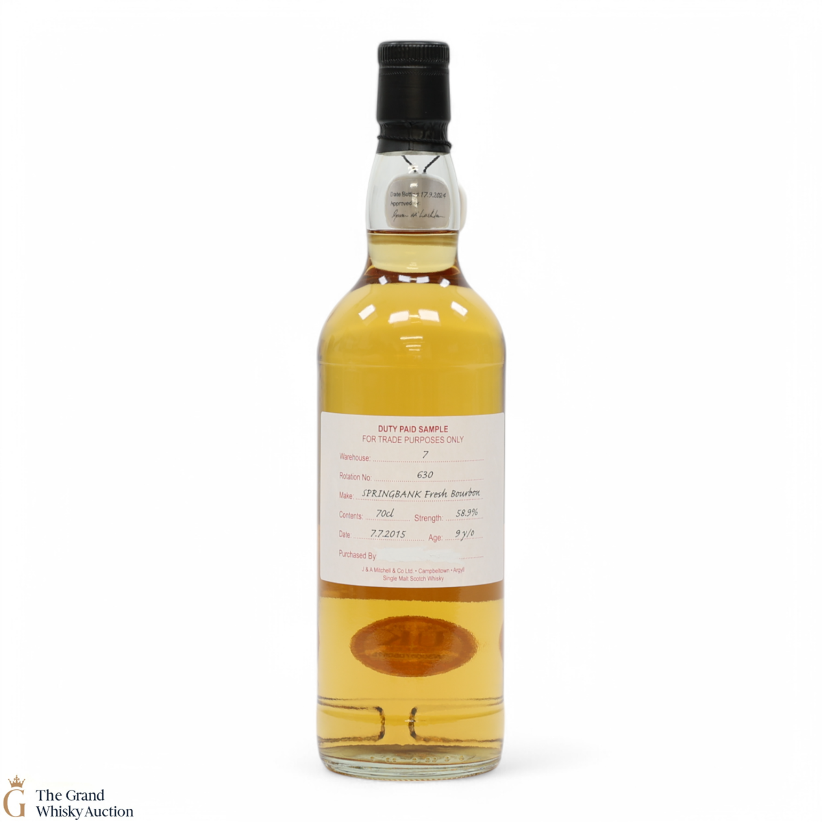 Springbank - 9 Year Old 2015 - Fresh Bourbon - Duty Paid Sample 58.9%