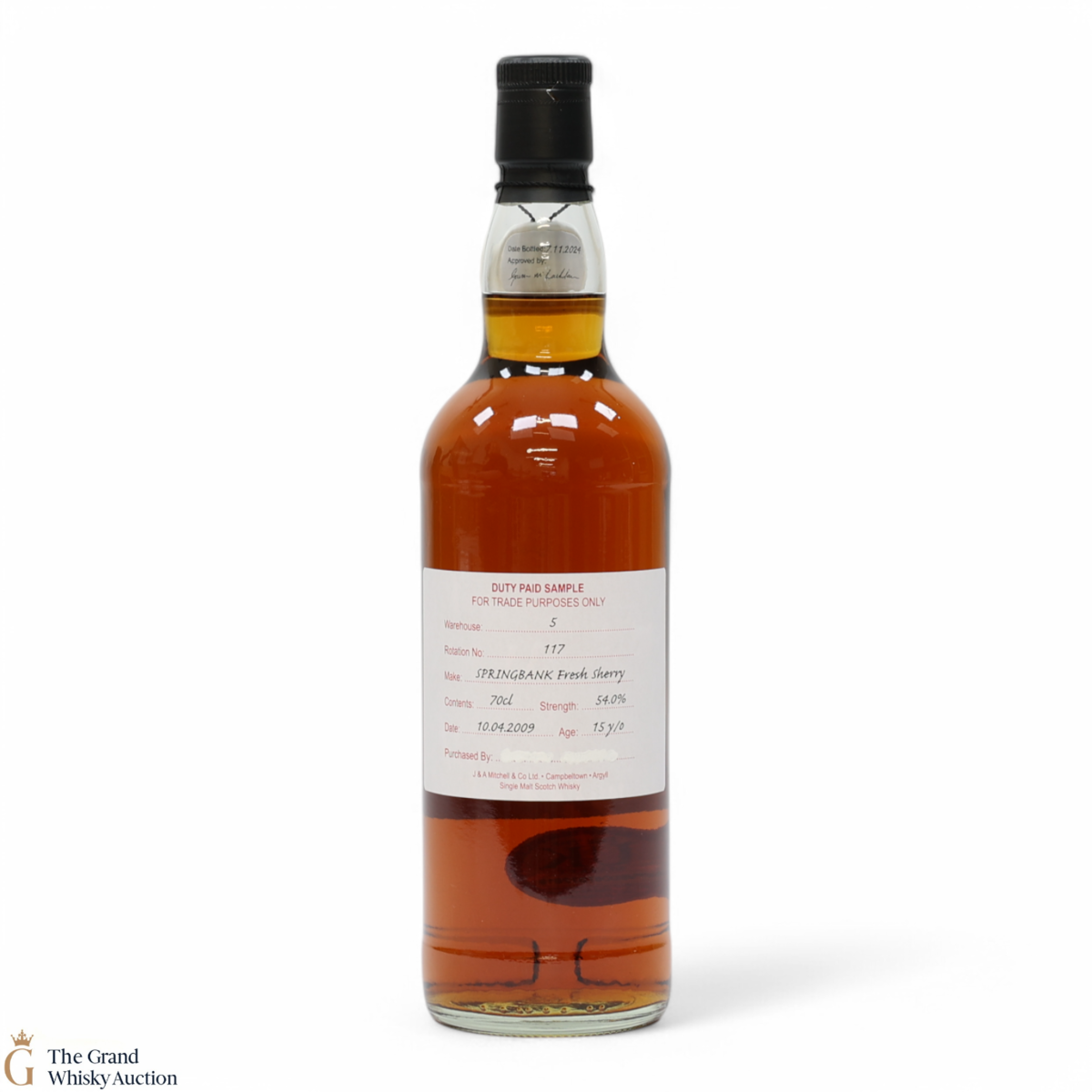 Springbank - 15 Year Old 2009 - Fresh Sherry - Duty Paid Sample 54%