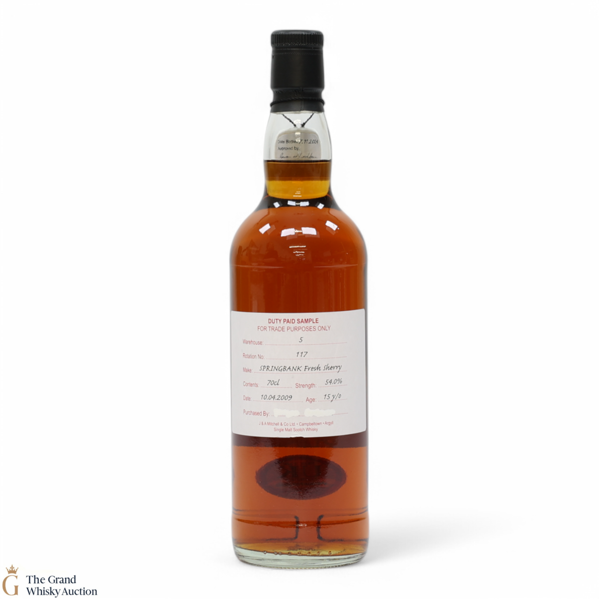 Springbank - 15 Year Old 2009 - Fresh Sherry - Duty Paid Sample 54%