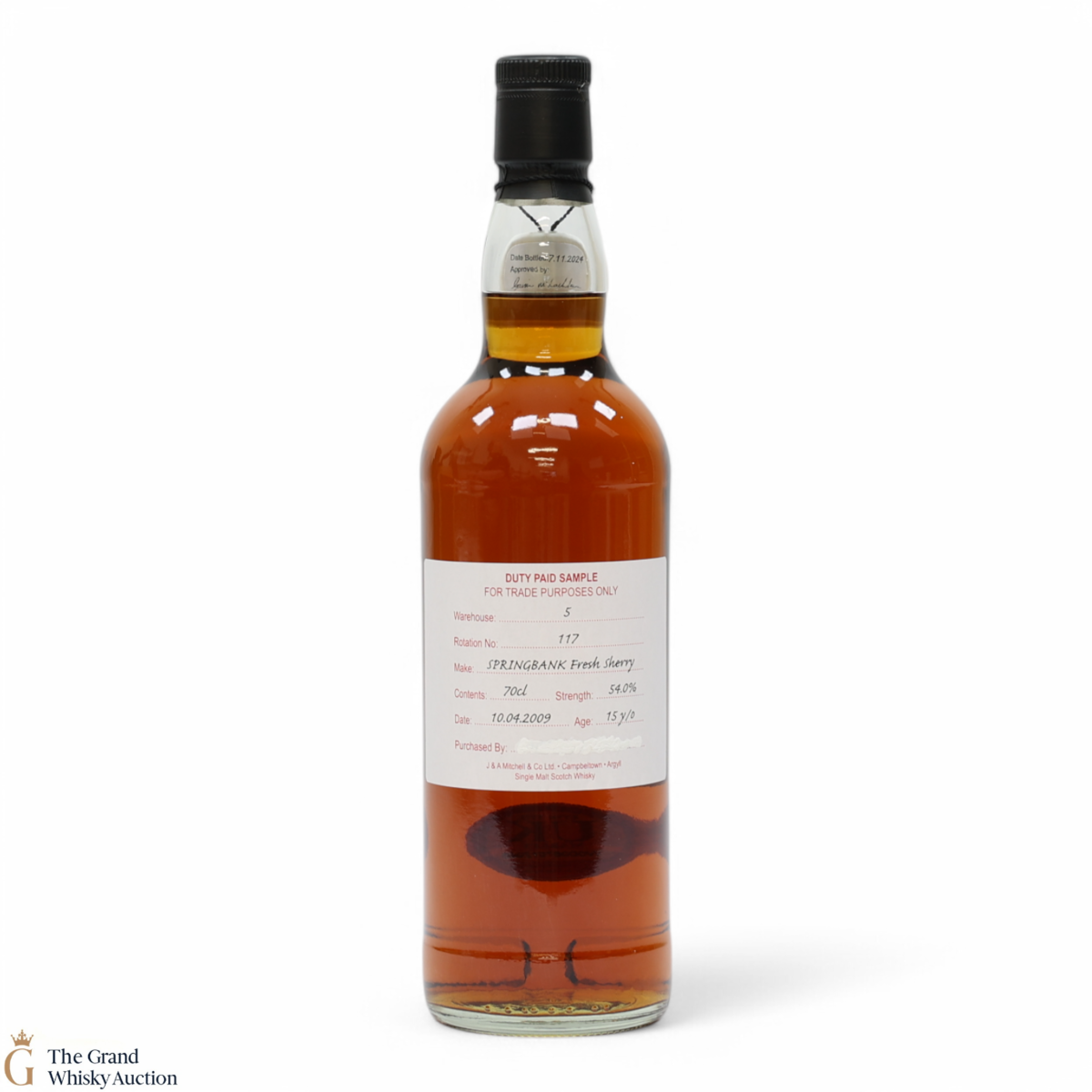 Springbank - 15 Year Old 2009 - Fresh Sherry - Duty Paid Sample 54%