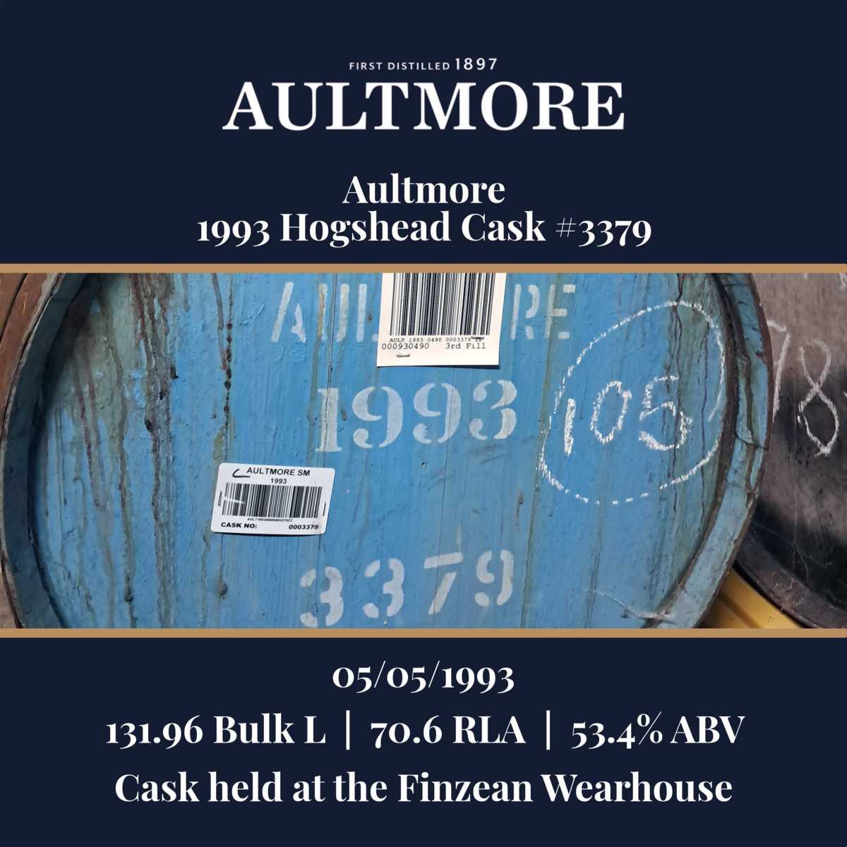 Aultmore - 1993 Hogshead #3379 - 131.96 Bulk L 53.4% ABV| Held In Bond