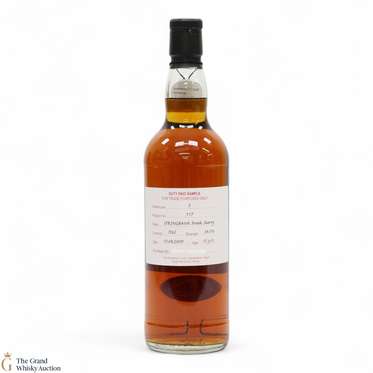 Springbank - 15 Year Old 2009 - Fresh Sherry - Duty Paid Sample 54%