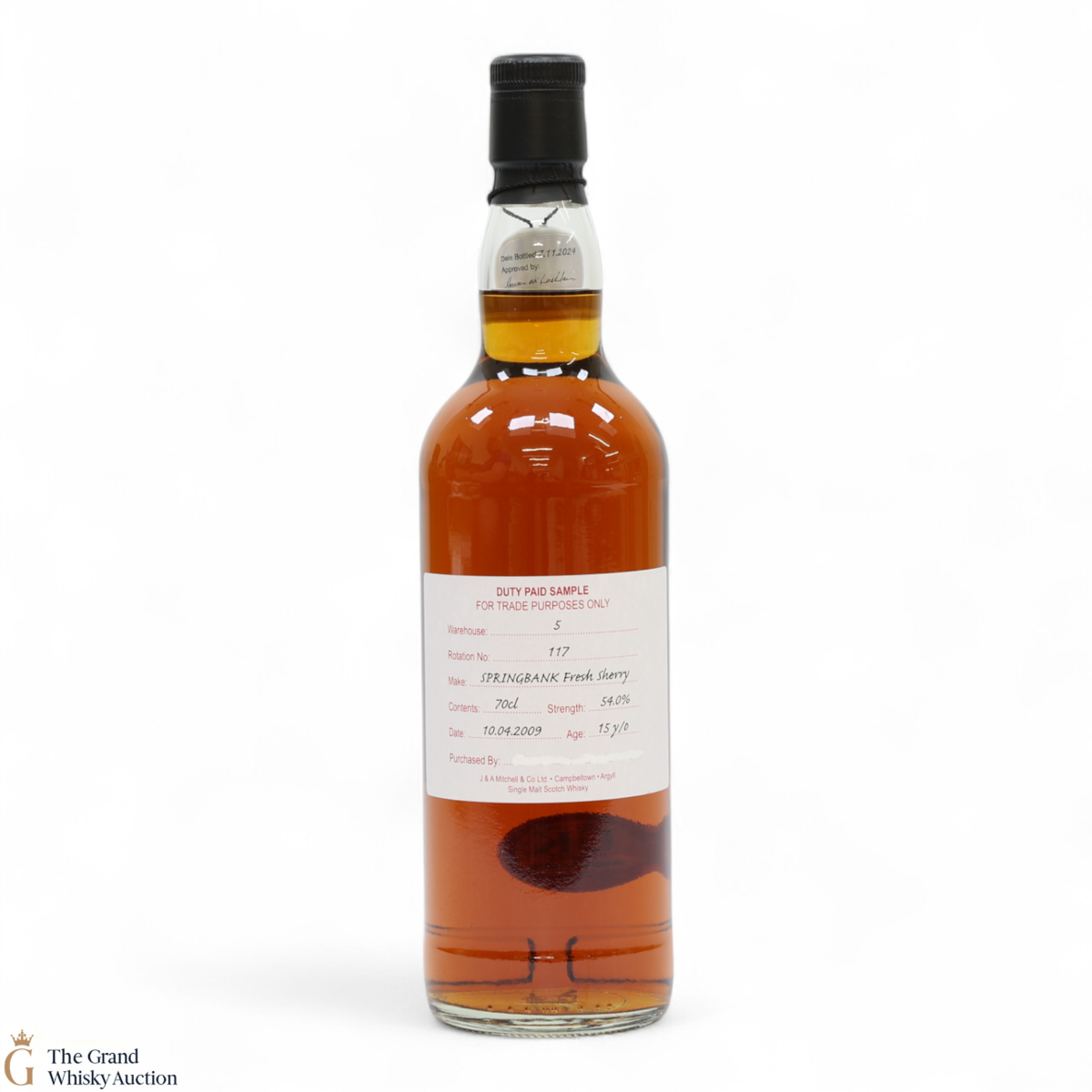 Springbank - 15 Year Old 2009 - Fresh Sherry - Duty Paid Sample 54%