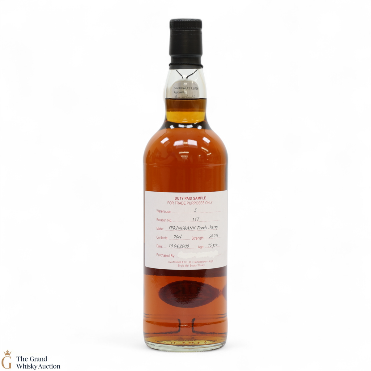 Springbank - 15 Year Old 2009 - Fresh Sherry - Duty Paid Sample 54%