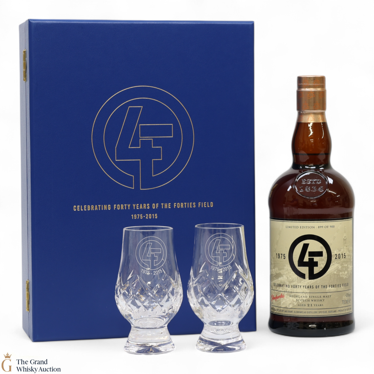 Glenfarclas - 21 Year Old - Apache Celebrating Forty Years Of The Forties Field 1975-2015 & 2 Glasses