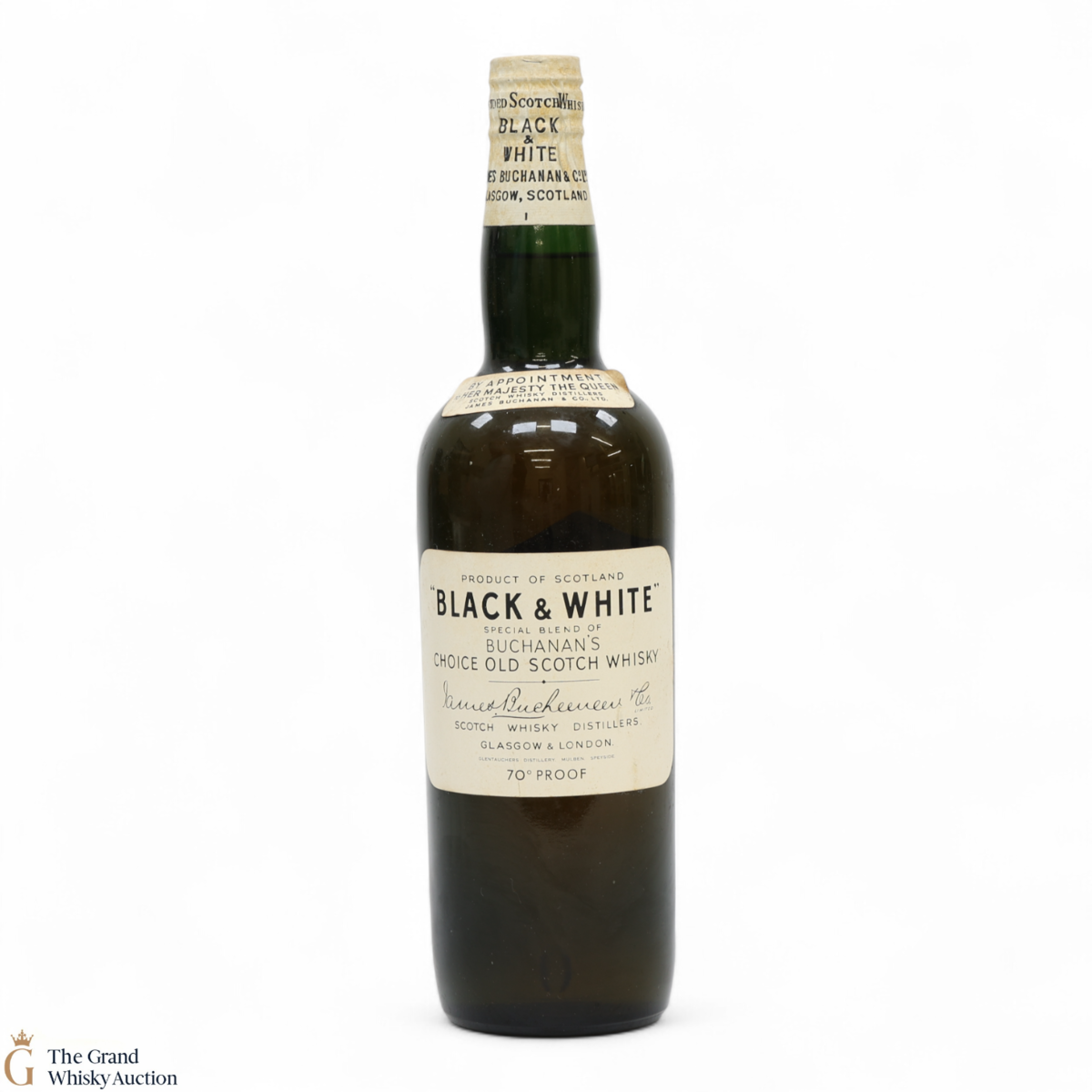 Black & White - Choice Old Scotch Whisky - Spring Cap Bot.1950s (70 Proof)