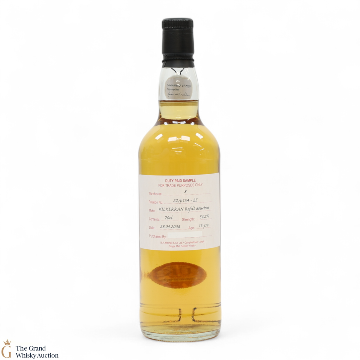 Kilkerran - 16 Year Old 2008 - Refill Bourbon - Duty Paid Sample 54.2%