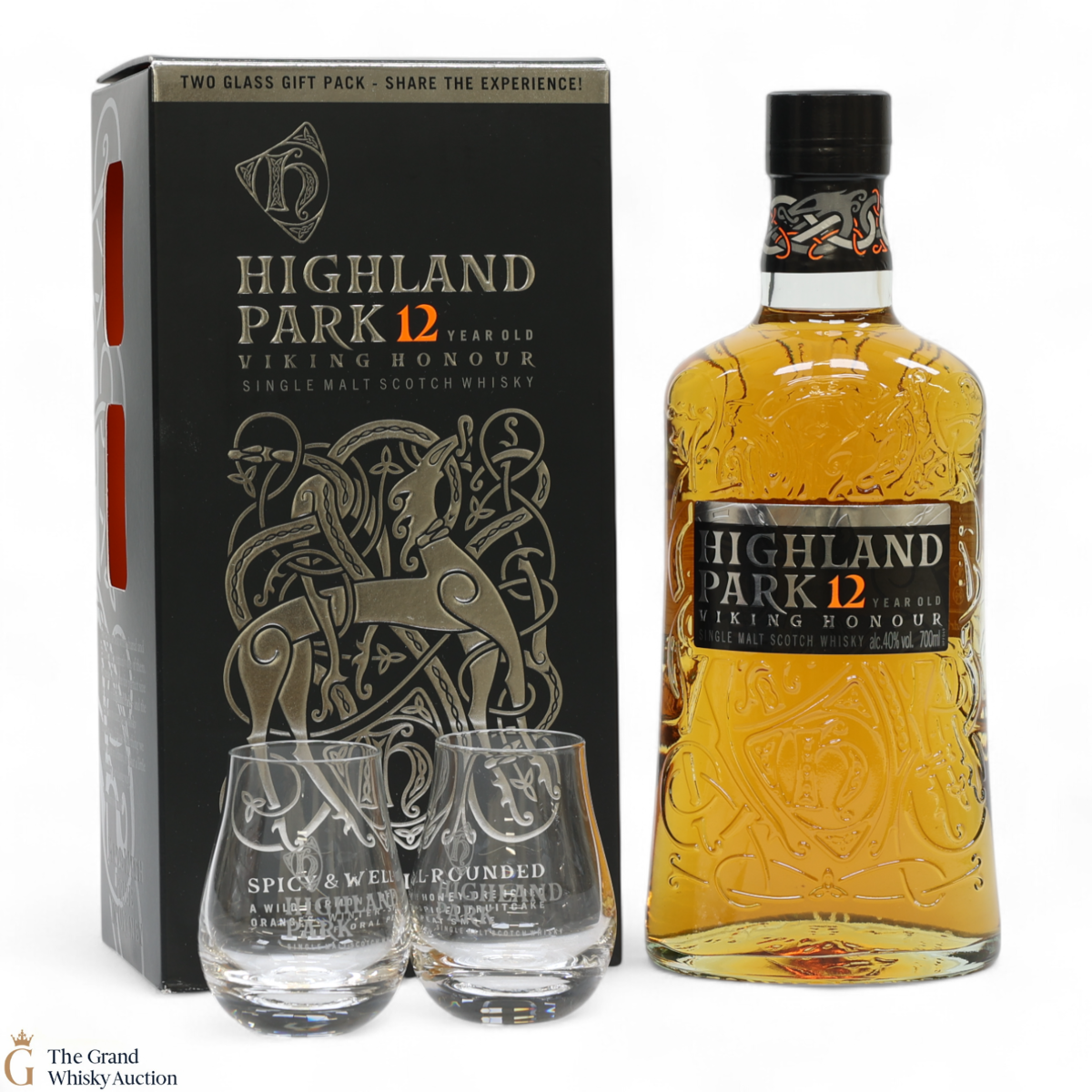 Highland Park - 12 Year Old - Viking Honour / with 2 x Glasses
