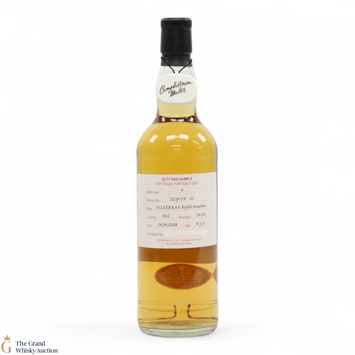 Kilkerran - 16 Year Old 2008 - Refill Bourbon - Duty Paid Sample 54.2%