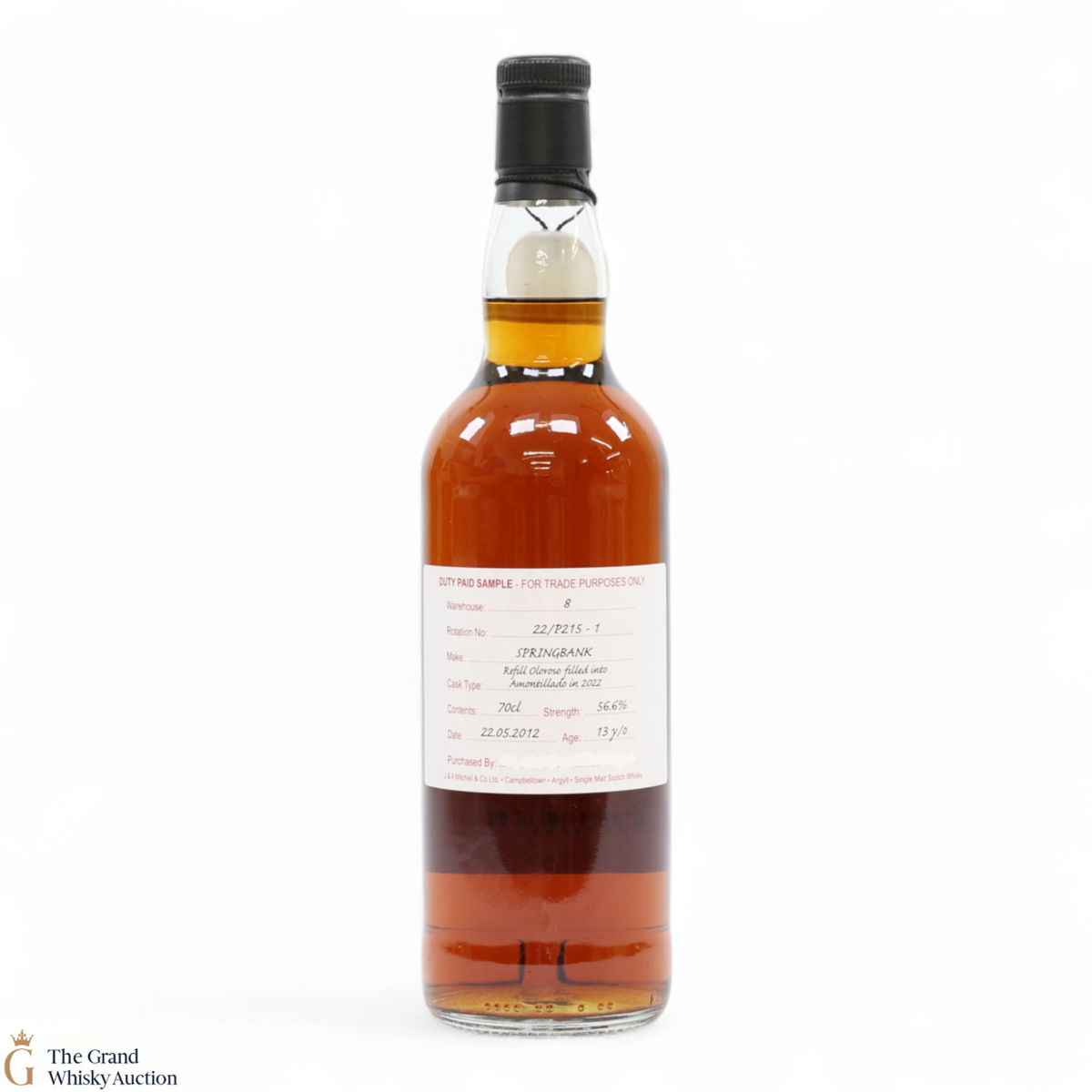 Springbank - 123 Year Old 2012 Refill Oloroso Filled Into Amontillado In 2022 - Duty Paid Sample 56.6%