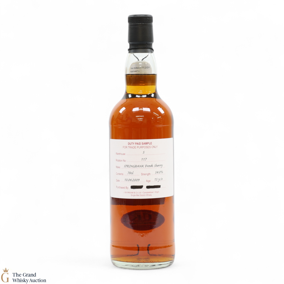 Springbank - 15 Year Old 2009 - Fresh Sherry - Duty Paid Sample 54%