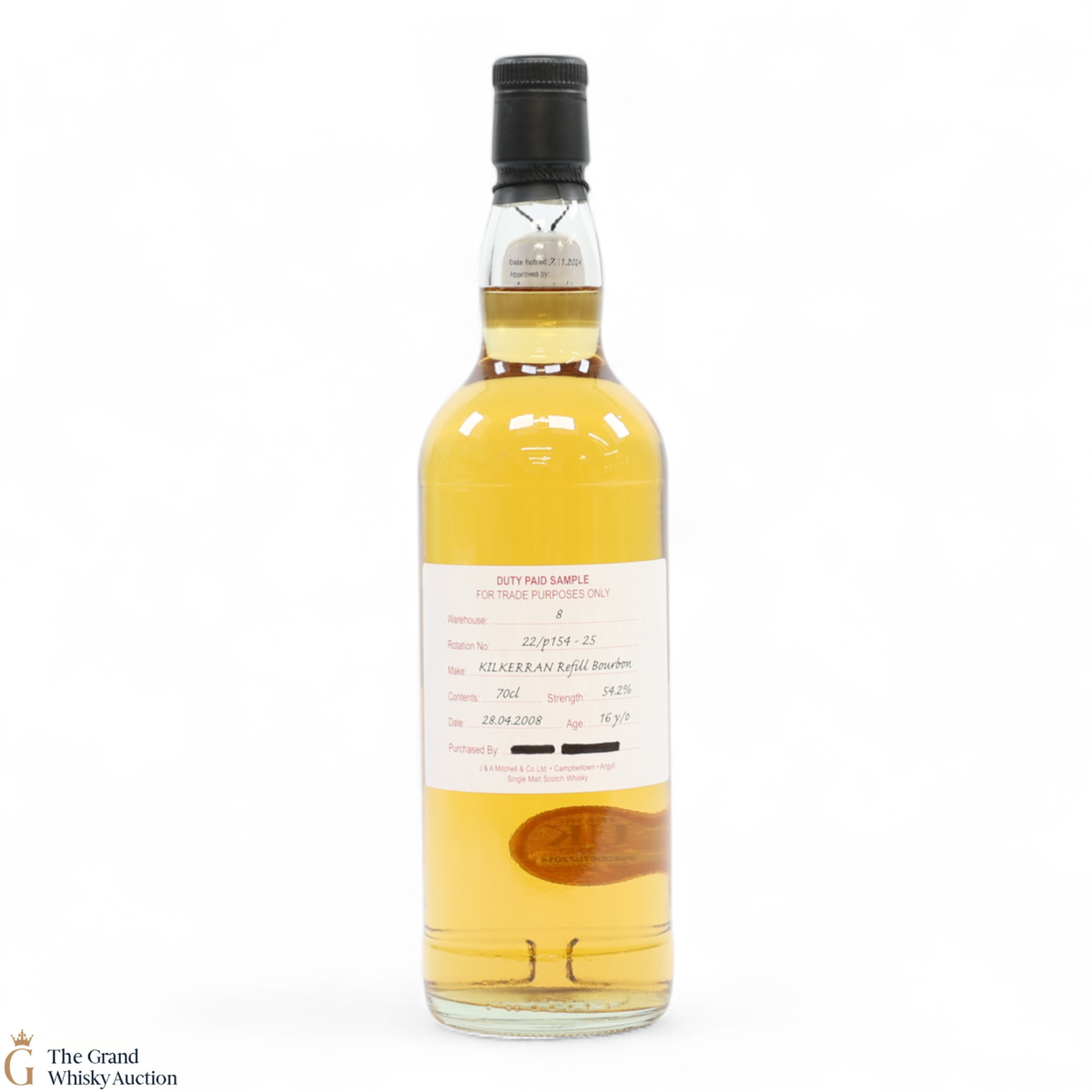 Kilkerran - 16 Year Old 2008 - Refill Bourbon - Duty Paid Sample 54.2%