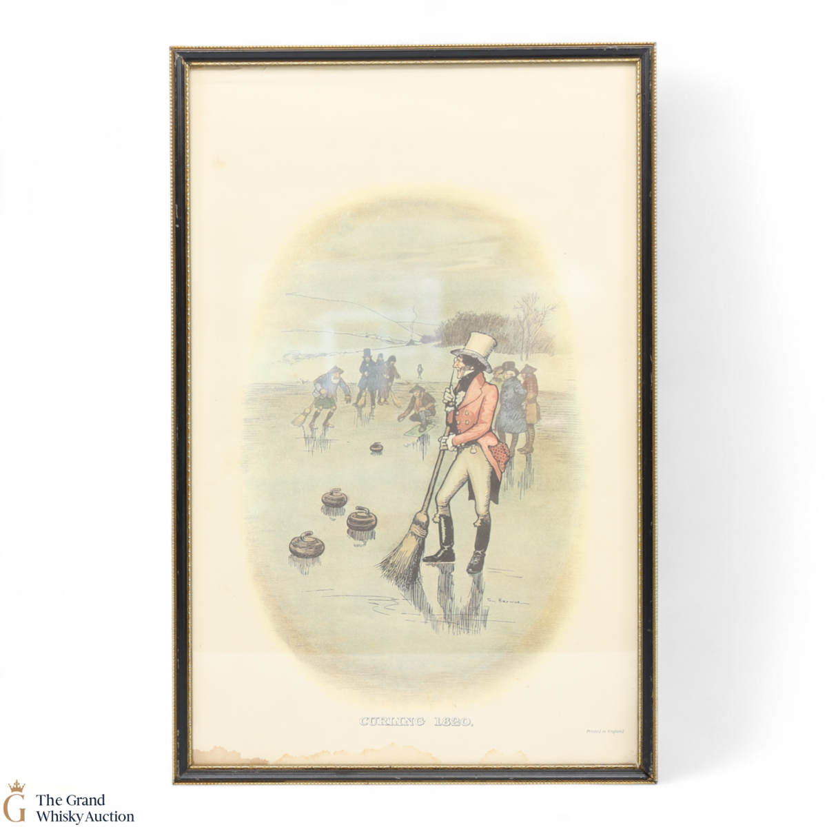 Johnnie Walker Whisky Sports - Curling 1820 By Tom Browne - Framed Print