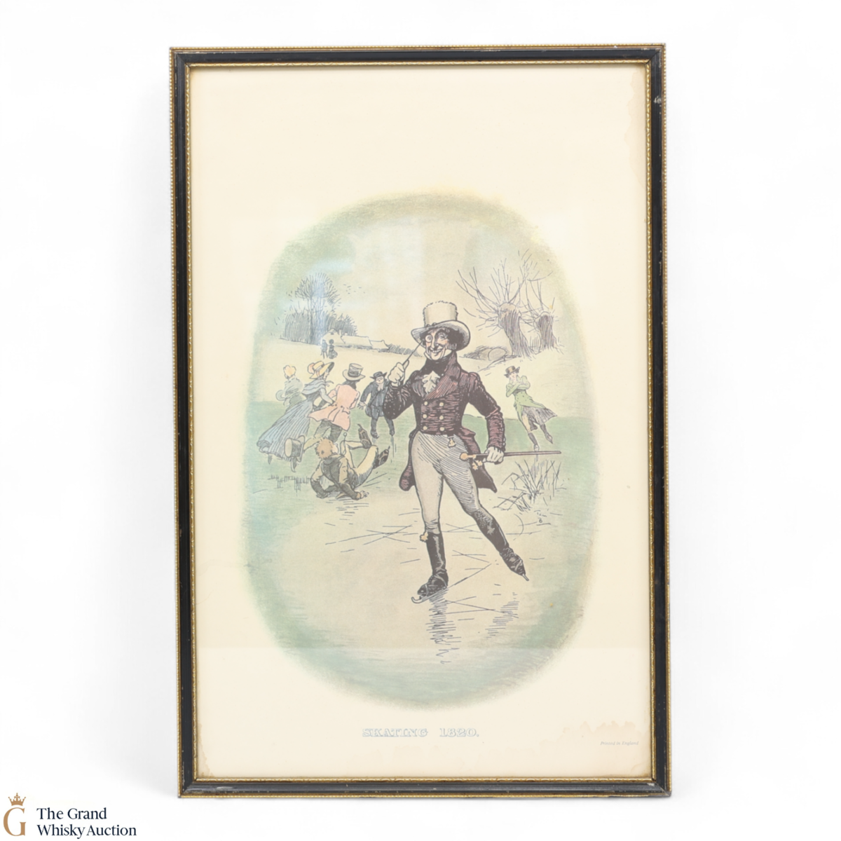 Johnnie Walker Whisky Sports - Skating 1820 By Tom Browne - Framed Print