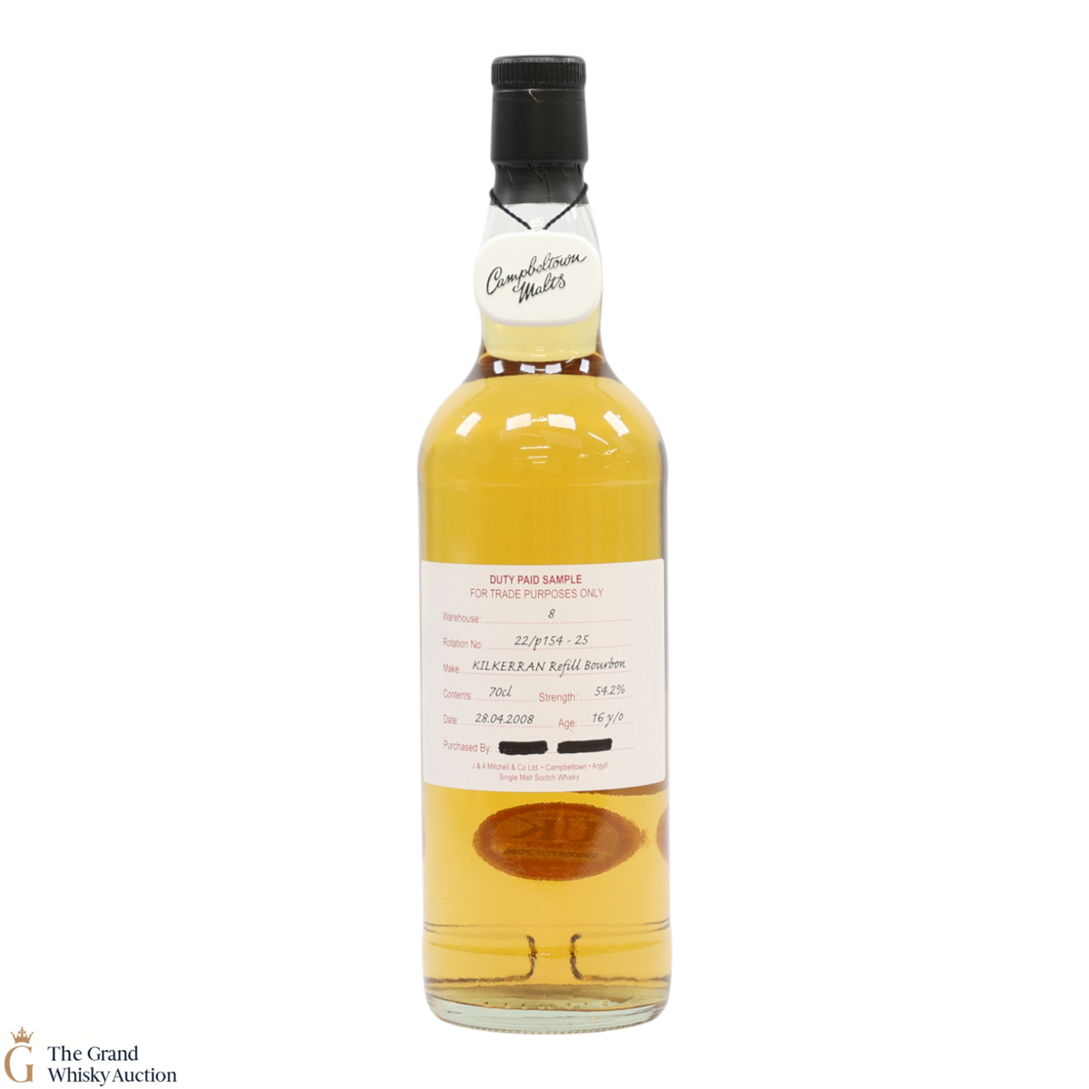 Kilkerran - 16 Year Old 2008 - Refill Bourbon - Duty Paid Sample 54.2%