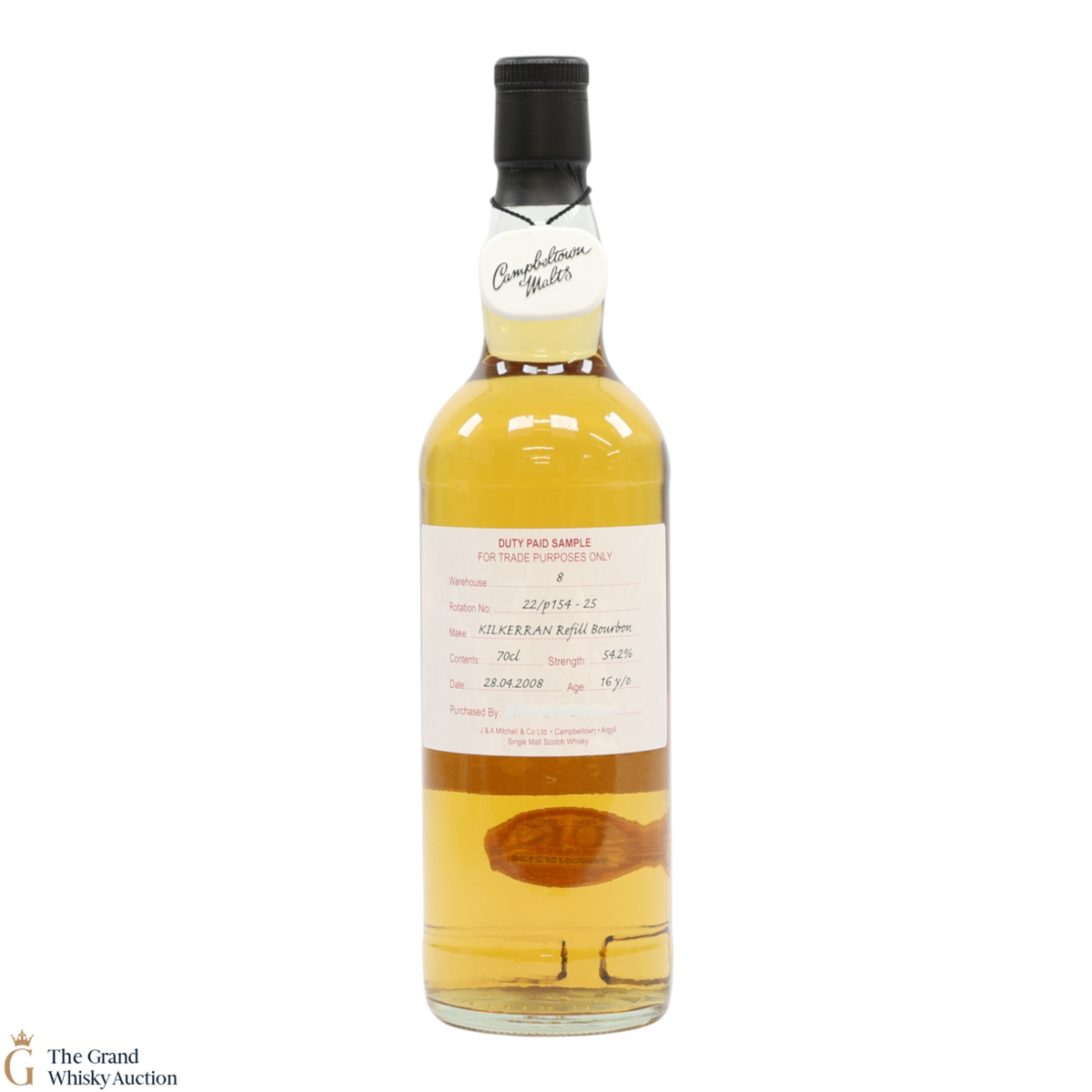 Kilkerran - 16 Year Old 2008 - Refill Bourbon - Duty Paid Sample 54.2%