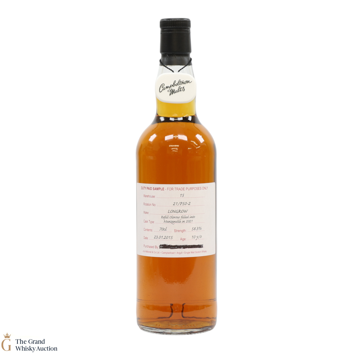 Longrow - 10 Year Old 2015 - Refill Oloroso Filled Into Manzanilla in 2021 - Duty Paid Sample 58.3%